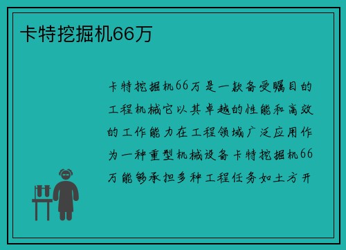 卡特挖掘机66万